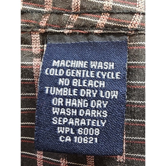 Panhandle Slim Western Shirt Mens Sz 17 36 Black Pearl Snaps Brown with Stripes - Picture 11 of 12